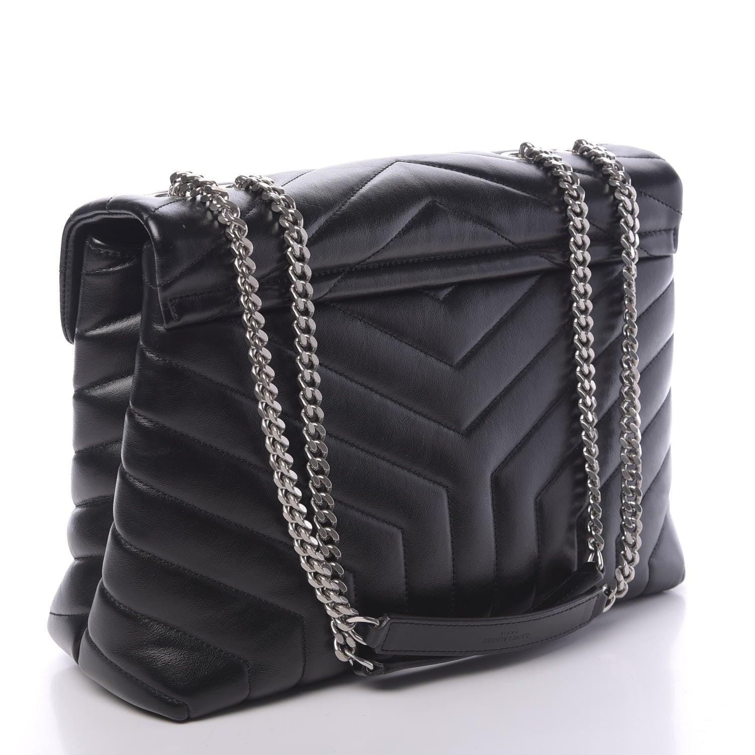 Saint Laurent Calfskin Y Quilted Monogram Medium Loulou Chain Satchel Black 3 of 9