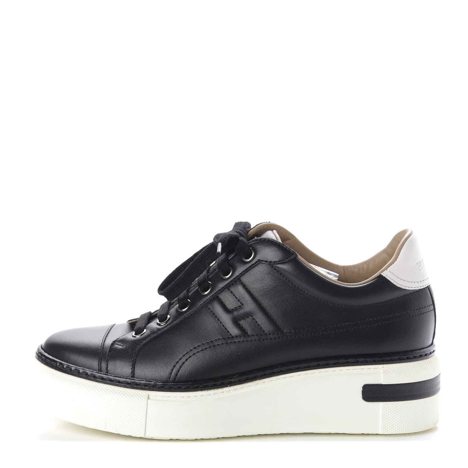 Hermes Calfskin Polo Sneakers 38 Black White 1 of 10