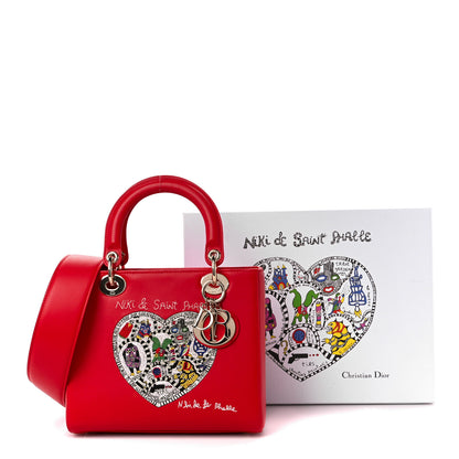 Christian Dior Calfskin Niki De Saint Phalle Medium Supple Lady Dior Red 4 of 11