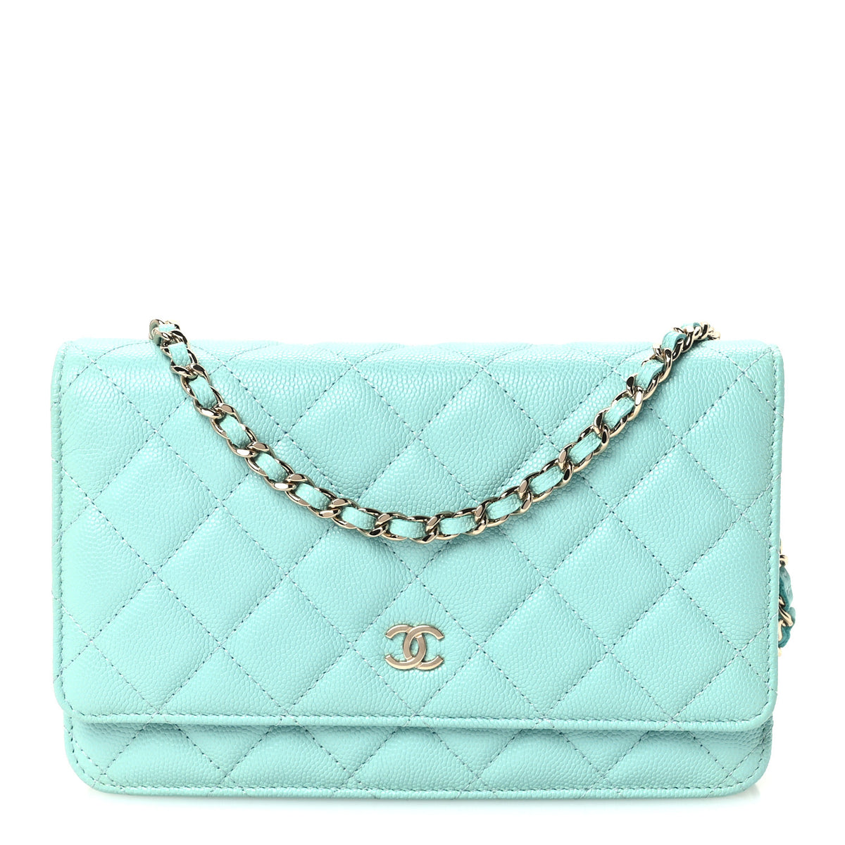 Chanel Caviar Quilted Wallet On Chain WOC Turquoise 1 of 11