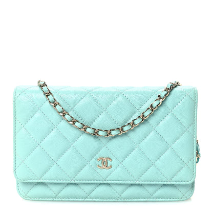 Chanel Caviar Quilted Wallet On Chain WOC Turquoise 1 of 11