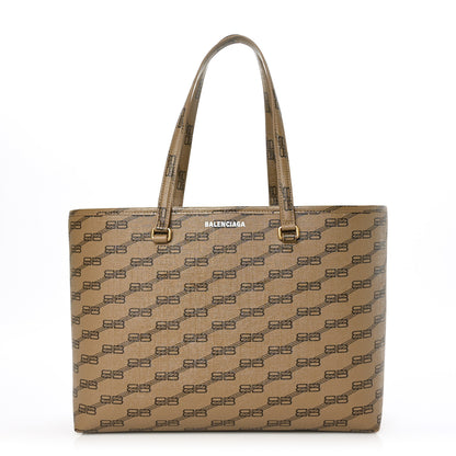 Balenciaga Coated Canvas BB Monogram Medium Signature East West Shopper Bag Beige Brown 1 of 6