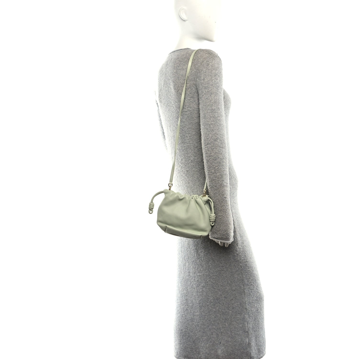 Loewe Mellow Nappa Donut Chain Mini Flamenco Knot Clutch Spring Jade 2 of 10