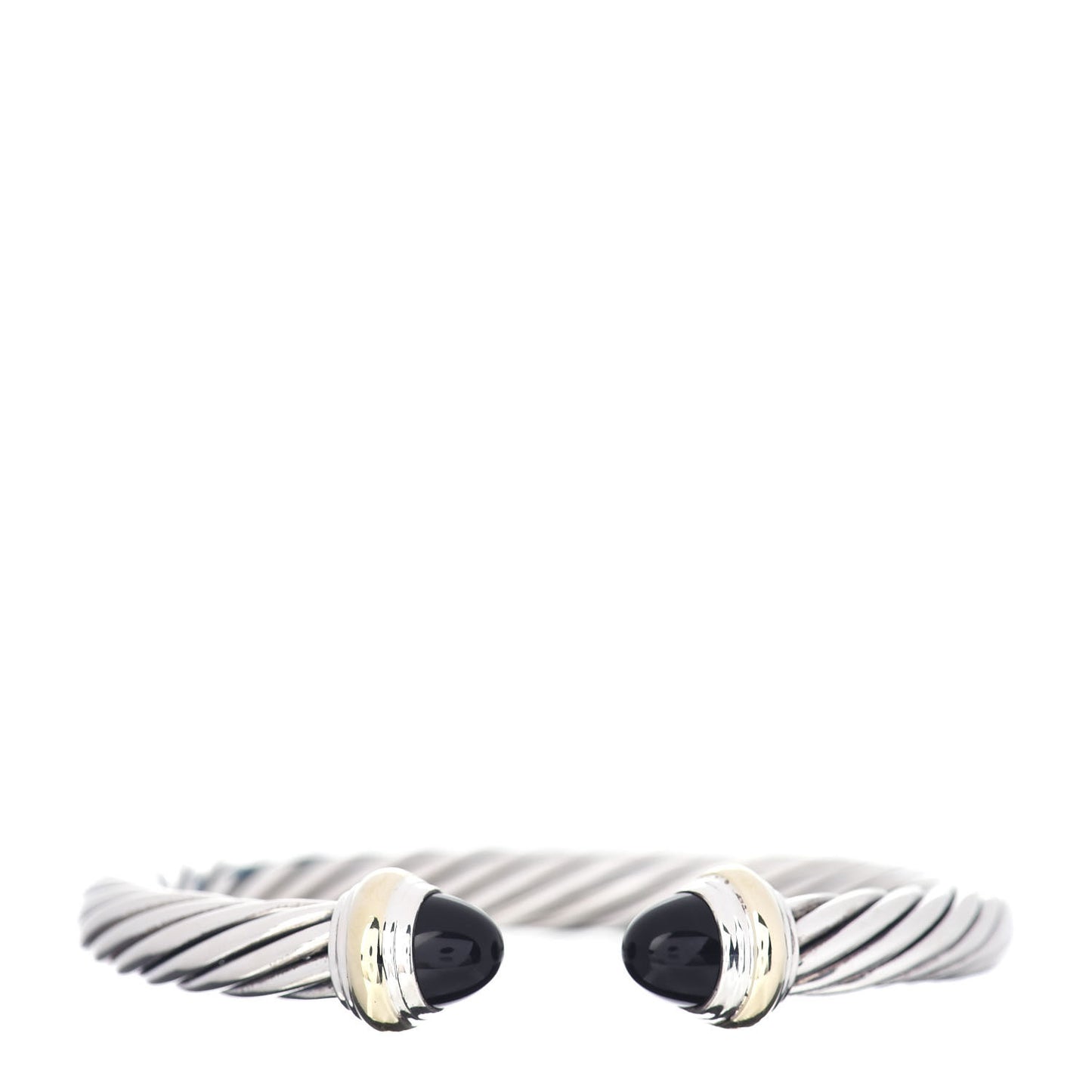 Sterling Silver 14K Yellow Gold Black Onyx 7mm Cable Classics Bracelet