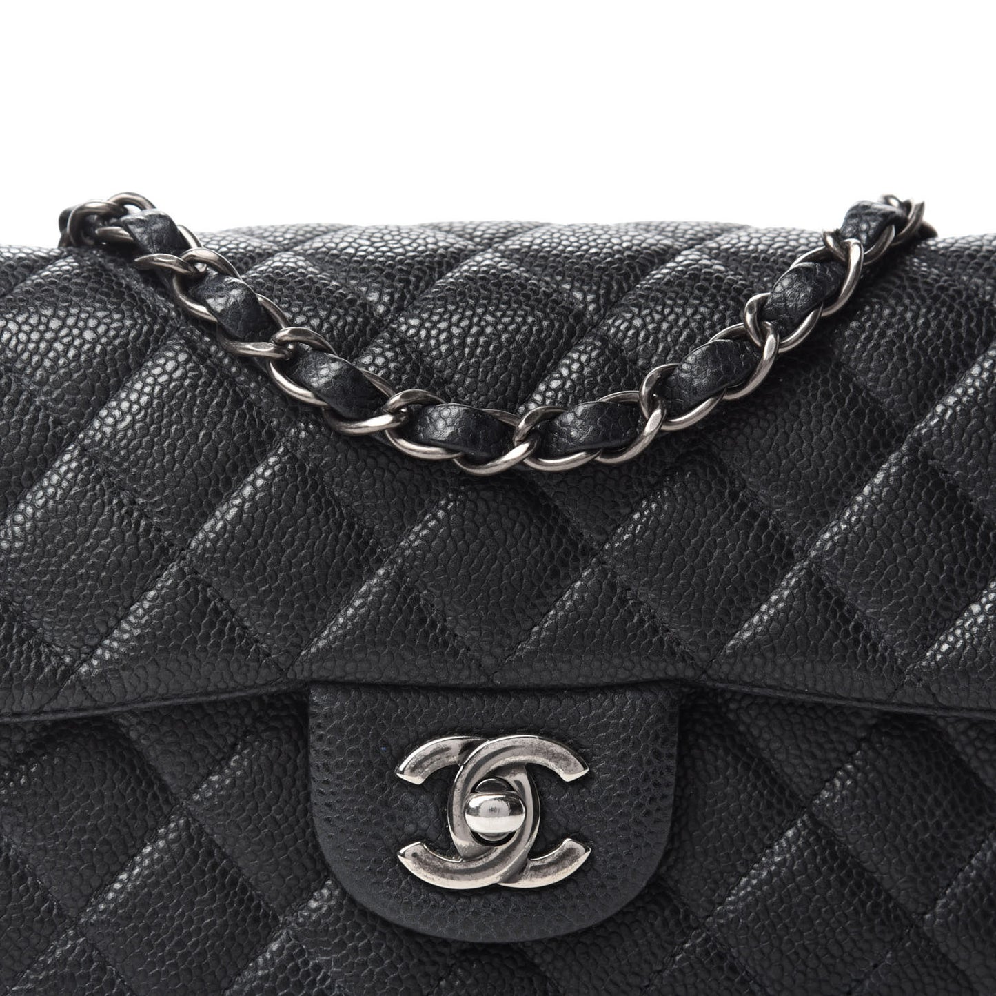 Caviar Quilted Mini Rectangular Flap Black