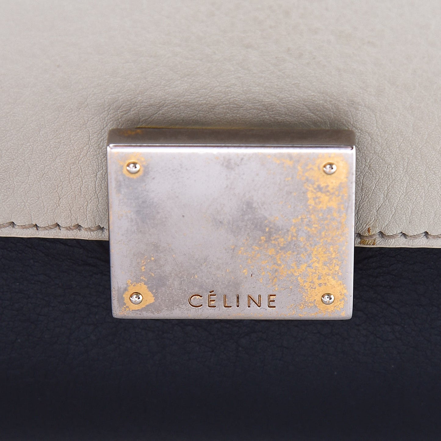 Smooth Calfskin Linen Medium Tri-Color Trapeze Cream
