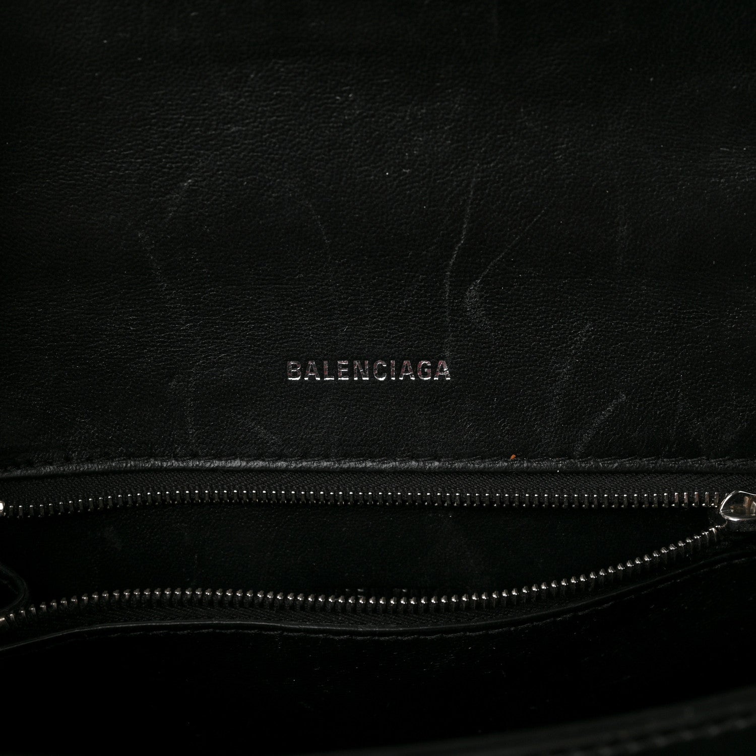 Balenciaga Shiny Box Calfskin Graffiti Logo Small Hourglass Top Handle Bag Black Pink 5 of 9