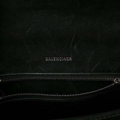 Balenciaga Shiny Box Calfskin Graffiti Logo Small Hourglass Top Handle Bag Black Pink 5 of 9