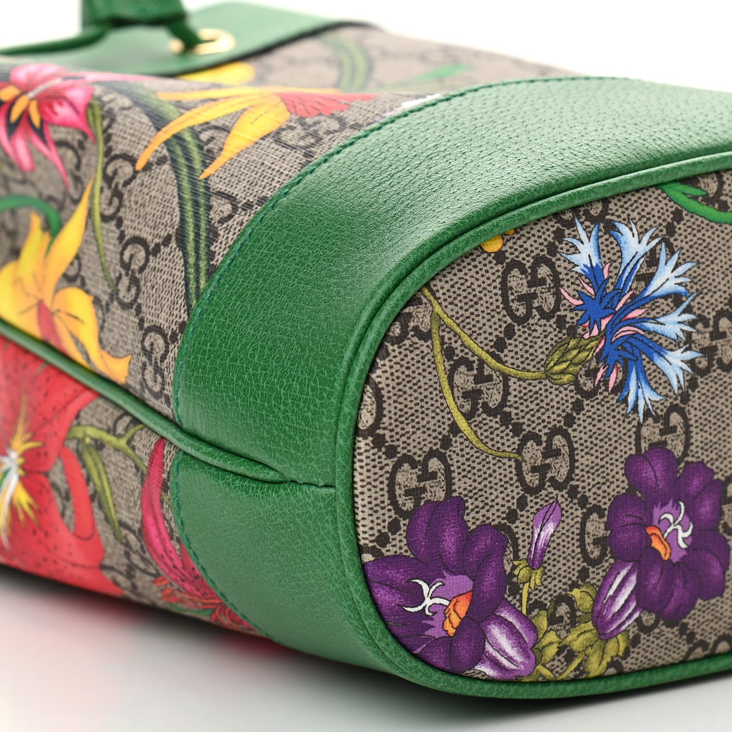 Gucci GG Supreme Monogram Flora Small Ophidia Bucket Bag Beige Multicolor Green 9 of 10