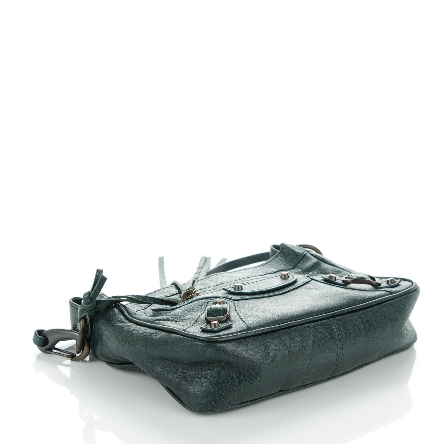 Agneau Classic Hardware Shoulder Bag Poker Fonce