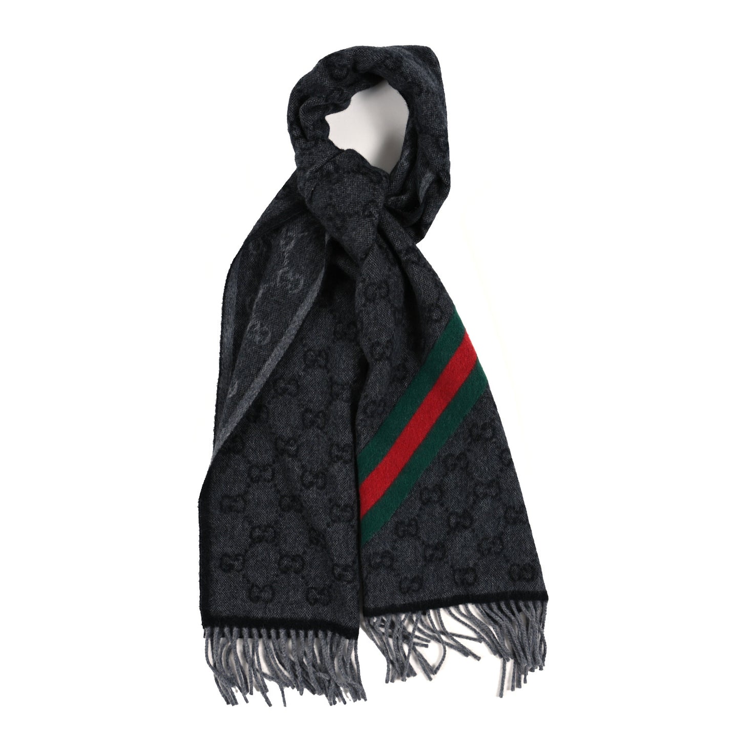 Wool Alpaca Monogram Web New Nikky Scarf Grey