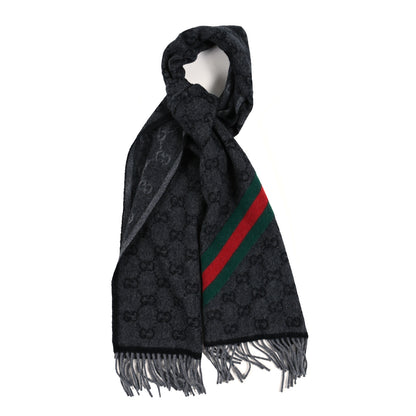 Gucci Wool Alpaca Monogram Web New Nikky Scarf Grey 1 of 3