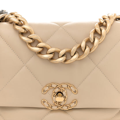 Chanel Lambskin Quilted Large Chanel 19 Flap Beige 8 of 13