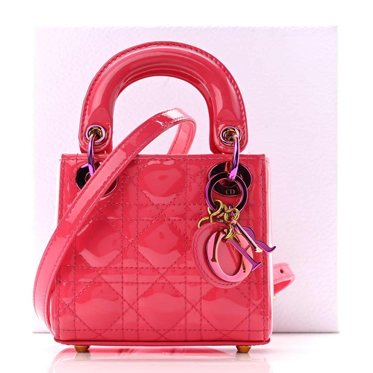 Patent Cannage Micro Lady Dior Pink