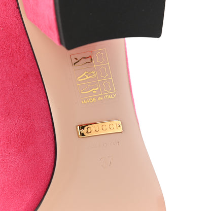 Gucci Kid Scamosciato GG Marmont Fringe 50mm Loafer Pumps 37 Hot Pink 6 of 9