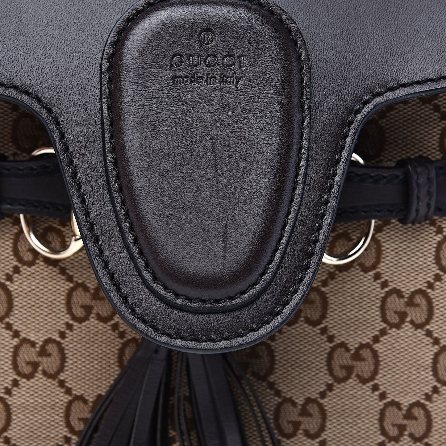 Monogram Margaux Calfskin Medium Emily Chain Shoulder Bag Beige Ebony Cocoa