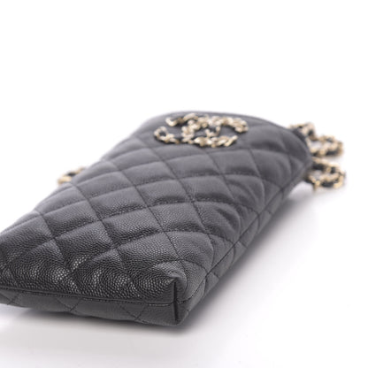 Chanel Caviar Quilted French New Wave Phone Holder With Chain Black 18 of 20