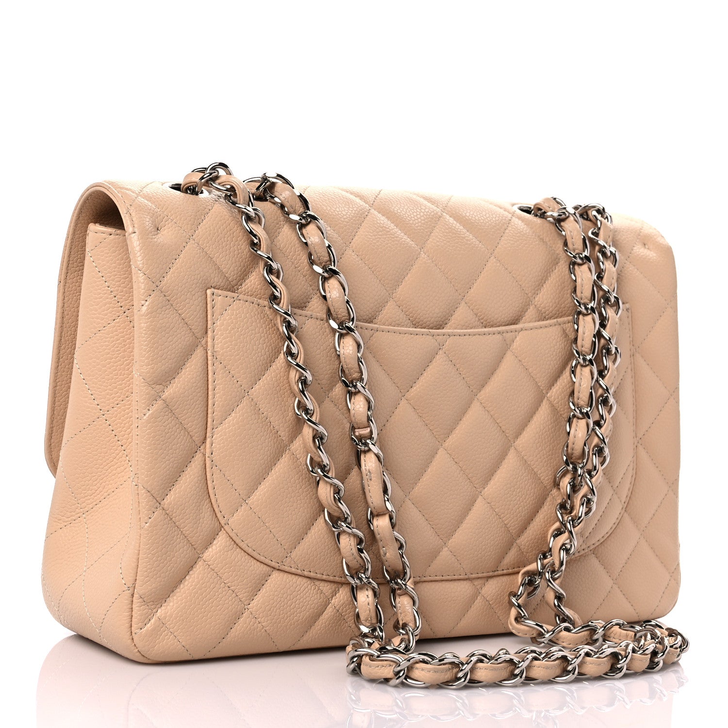 Chanel Caviar Quilted Jumbo Single Flap Beige 2 of 8