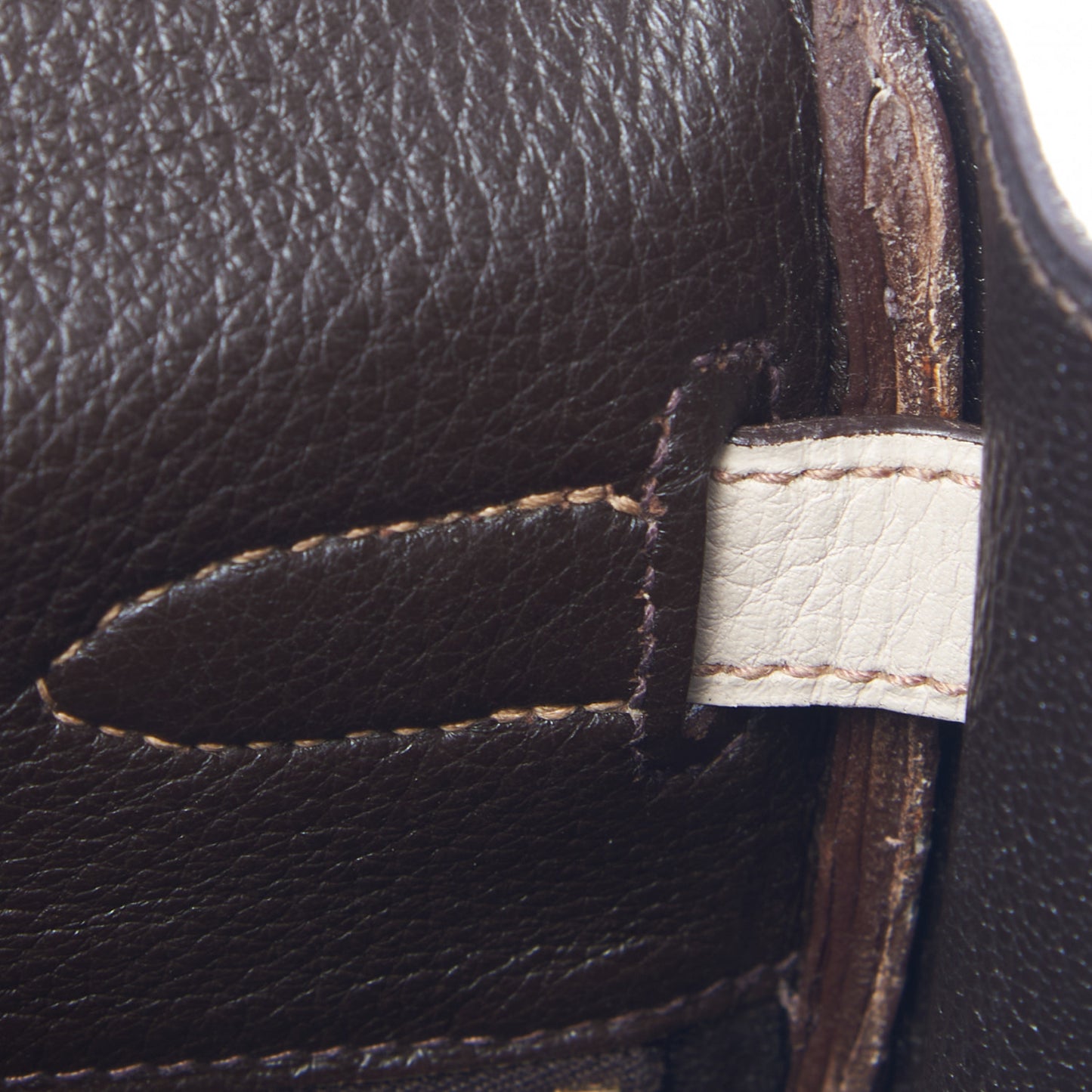 Taurillon Clemence Tri-Color Kelly Retourne 35 Tabac Camel Ebene Parchemin