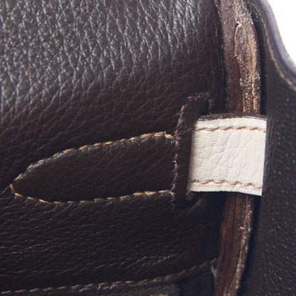 Hermes Taurillon Clemence Tri-Color Kelly Retourne 35 Tabac Camel Ebene Parchemin 20 of 35