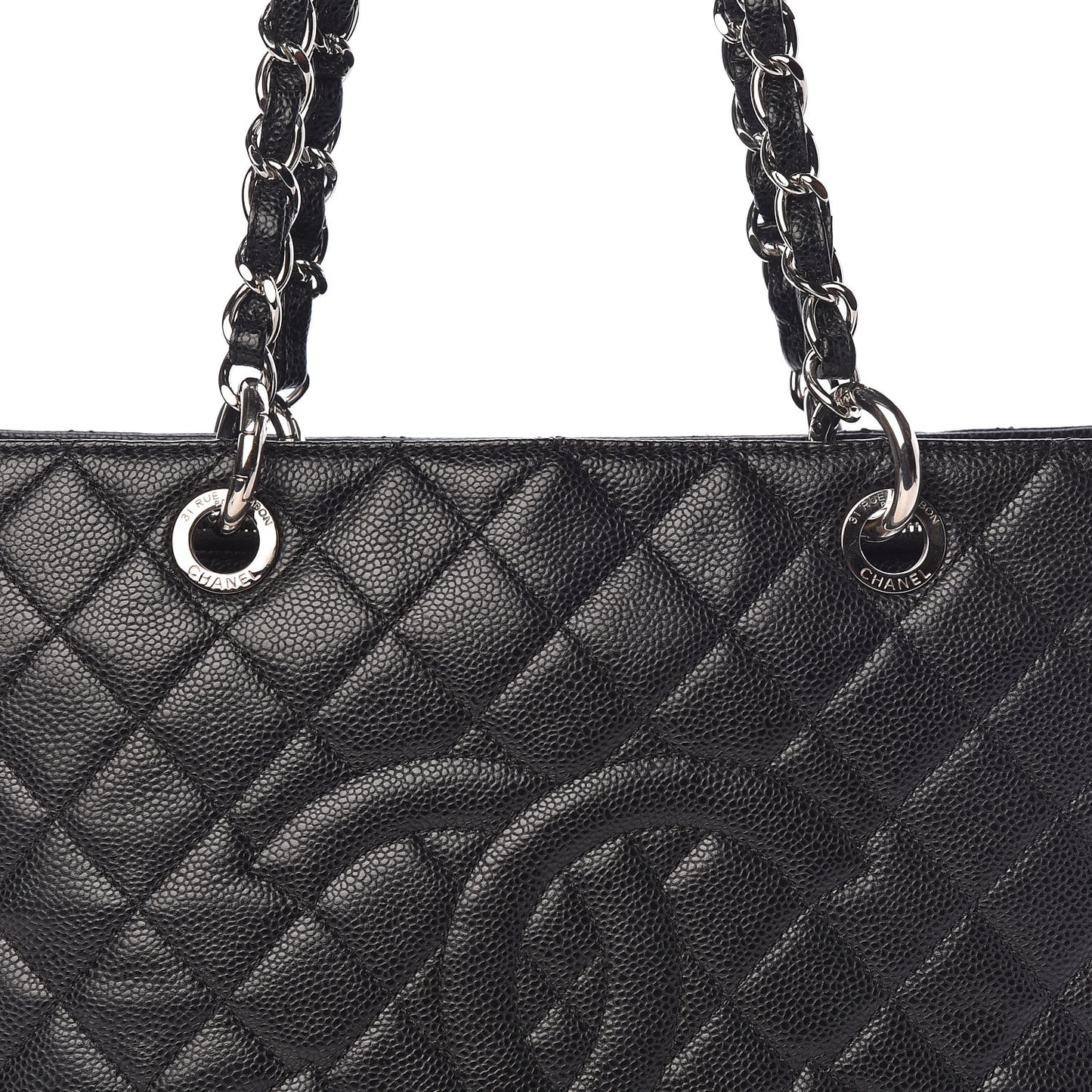 Caviar Quilted Grand Shopping Tote GST Black