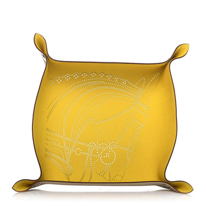 Hermes Taurillon Clemence Mises et Relances Robe Du Soire Change Tray Jaune Ivoire 1 of 4