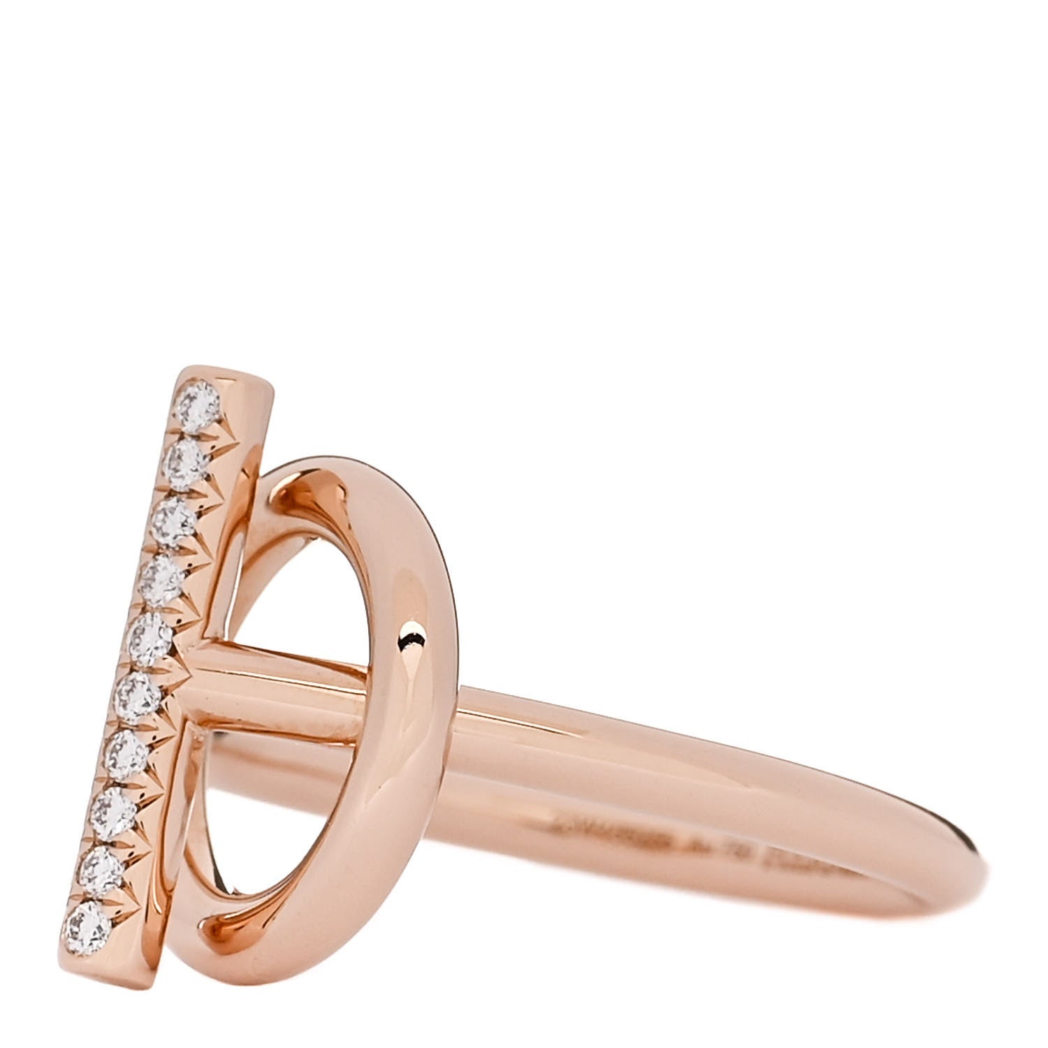 Hermes 18K Rose Gold Diamond PM Echappee Ring 51 5.75 4 of 5