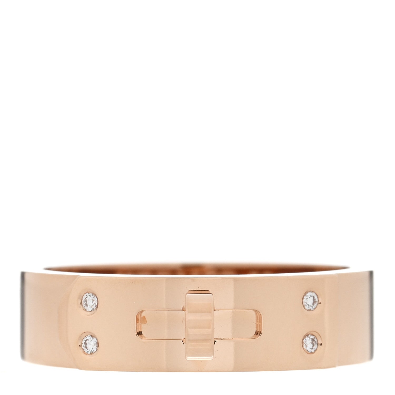 Hermes 18K Rose Gold Diamond PM Kelly Ring 52 6 1 of 5