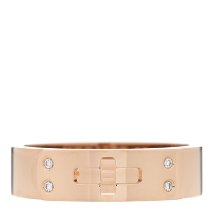 Hermes 18K Rose Gold Diamond PM Kelly Ring 52 6 1 of 5