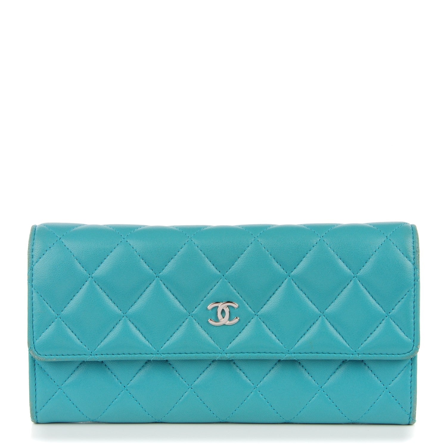 Chanel Lambskin Quilted Long Flap Wallet Blue 1 of 8