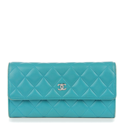 Chanel Lambskin Quilted Long Flap Wallet Blue 1 of 8