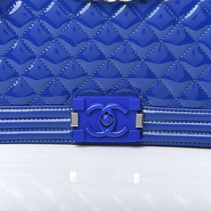 Chanel Patent Calfskin Quilted Medium Plexiglass Boy Flap Blue 10 of 10