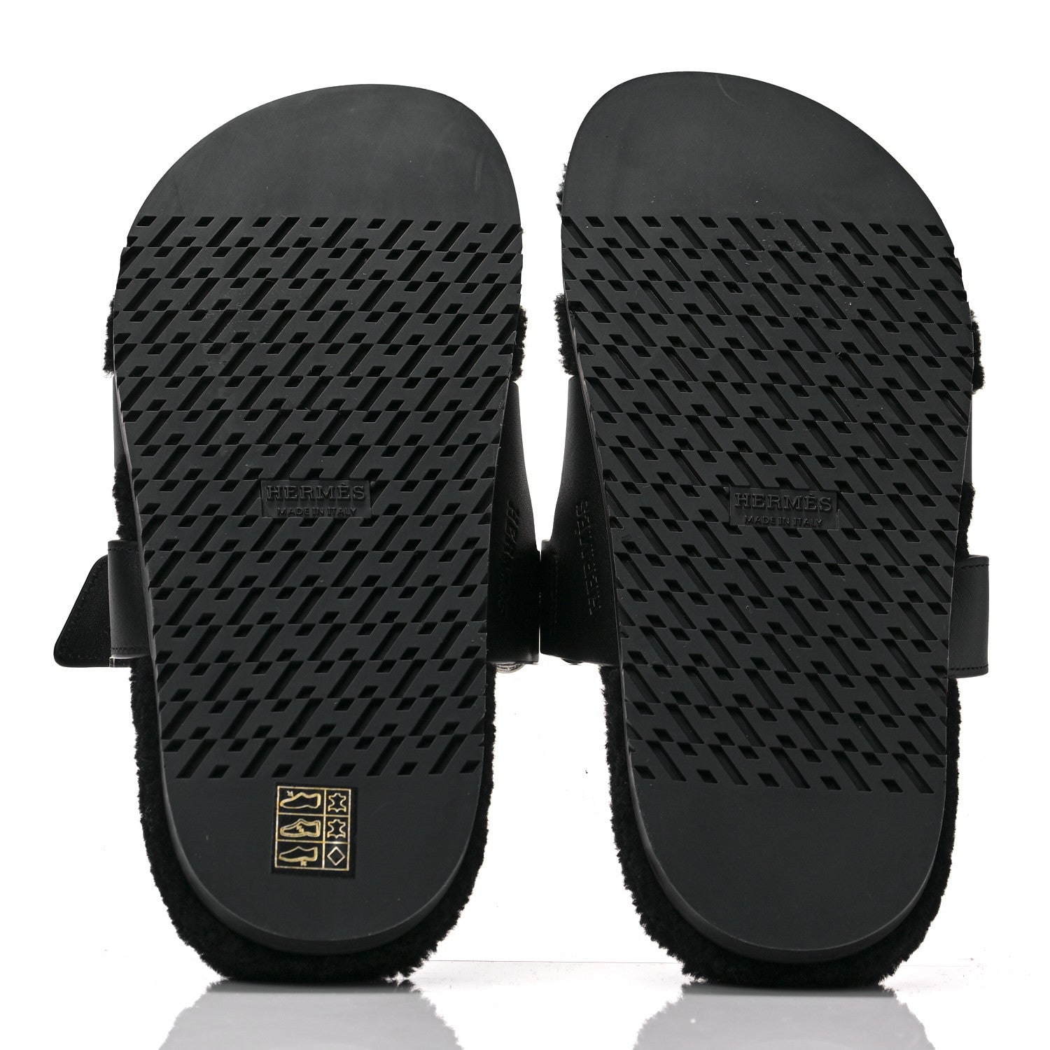 Hermes Calfskin Woolskin Womens Chypre Sandals 39 Black 5 of 8