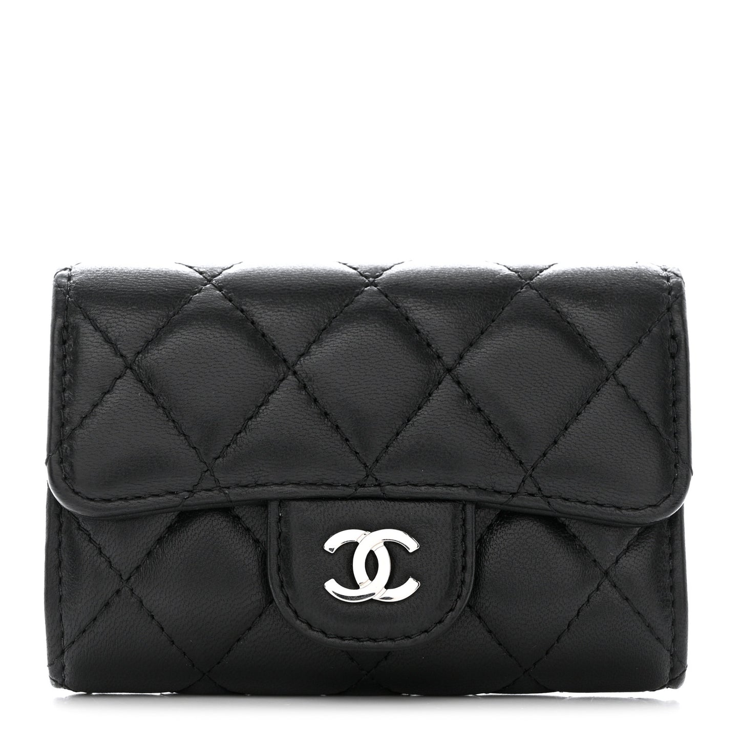 Lambskin Quilted 4 Key Holder Black
