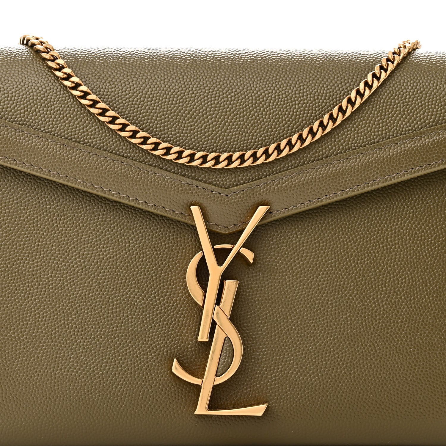 Saint Laurent Grain De Poudre Monogram Cassandra Chain Wallet Ver Kaki 7 of 10