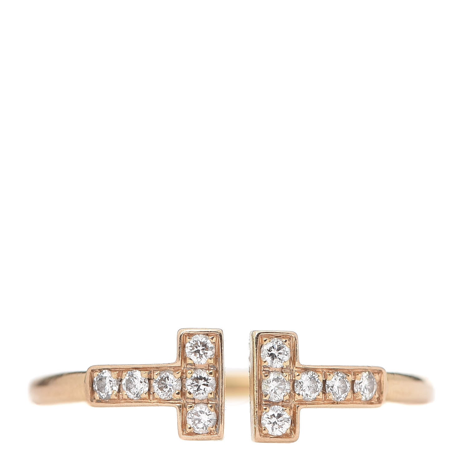Tiffany 18K Yellow Gold Diamond T Wire Ring 54 7 1 of 5