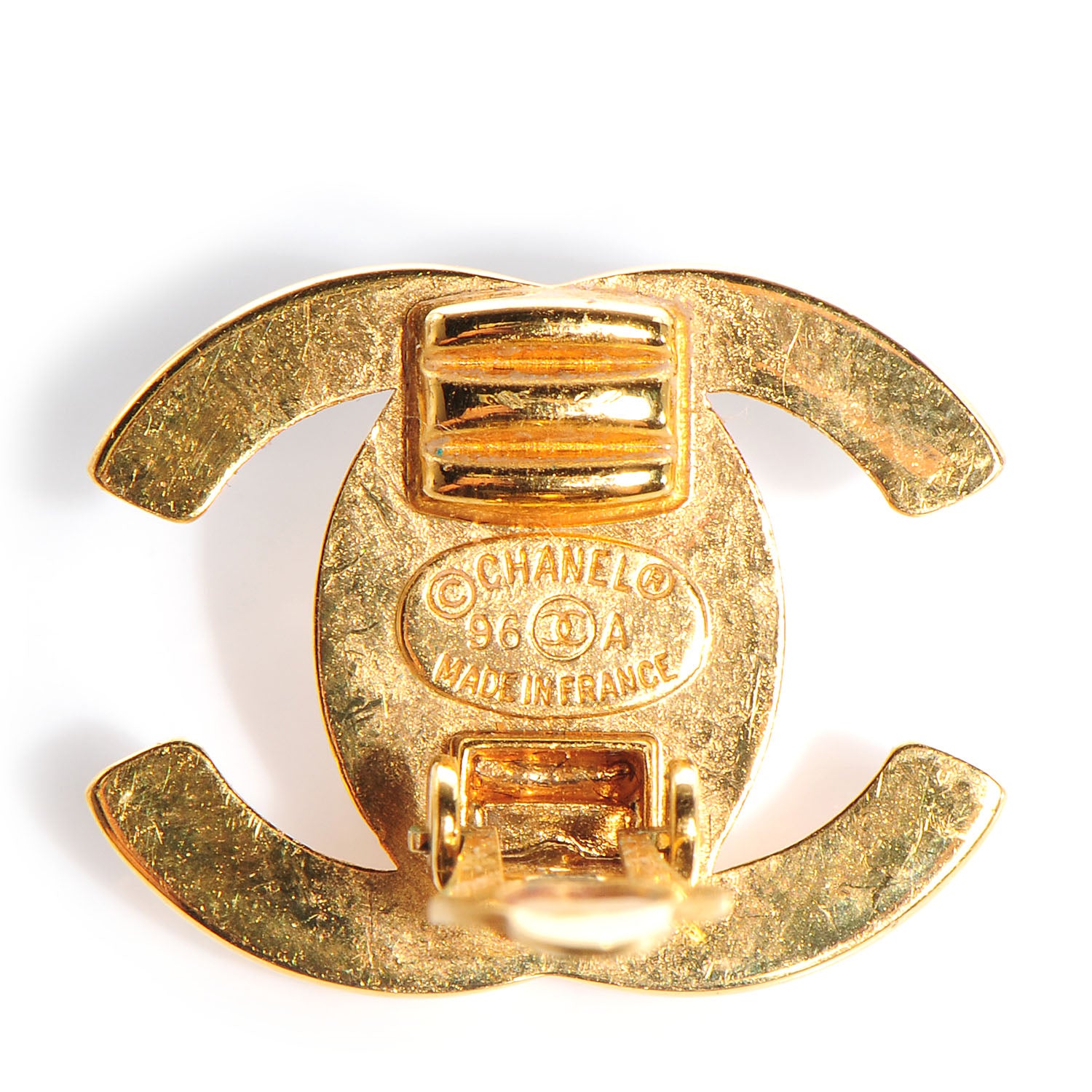 Chanel Crystal CC Turnlock Clip On Earrings Gold 5 of 8