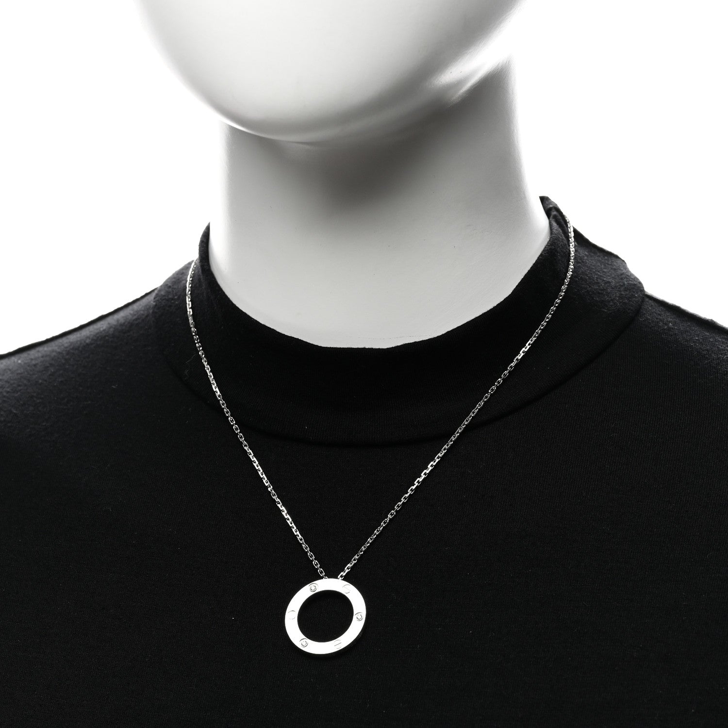 Cartier 18K White Gold 3 Diamonds LOVE Pendant Necklace 2 of 5