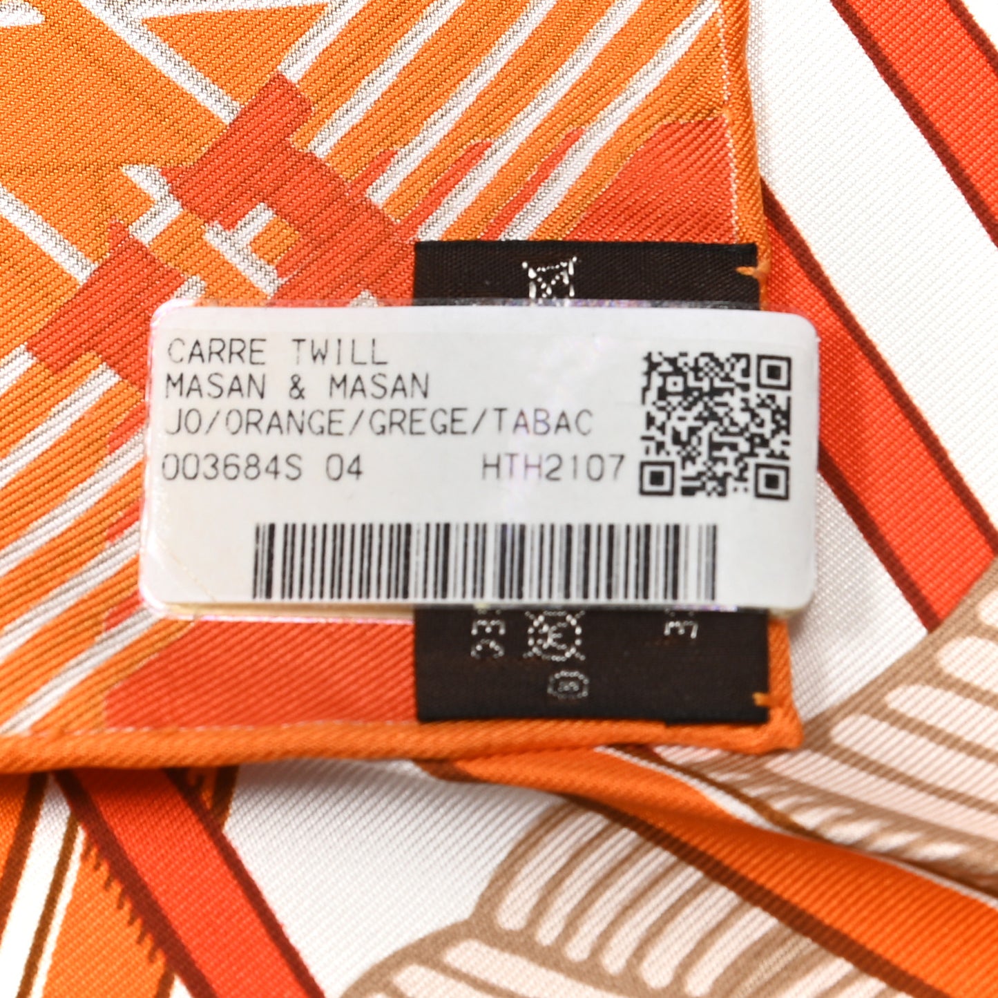Silk Masan & Masan Scarf 90 Orange Grege Tabac