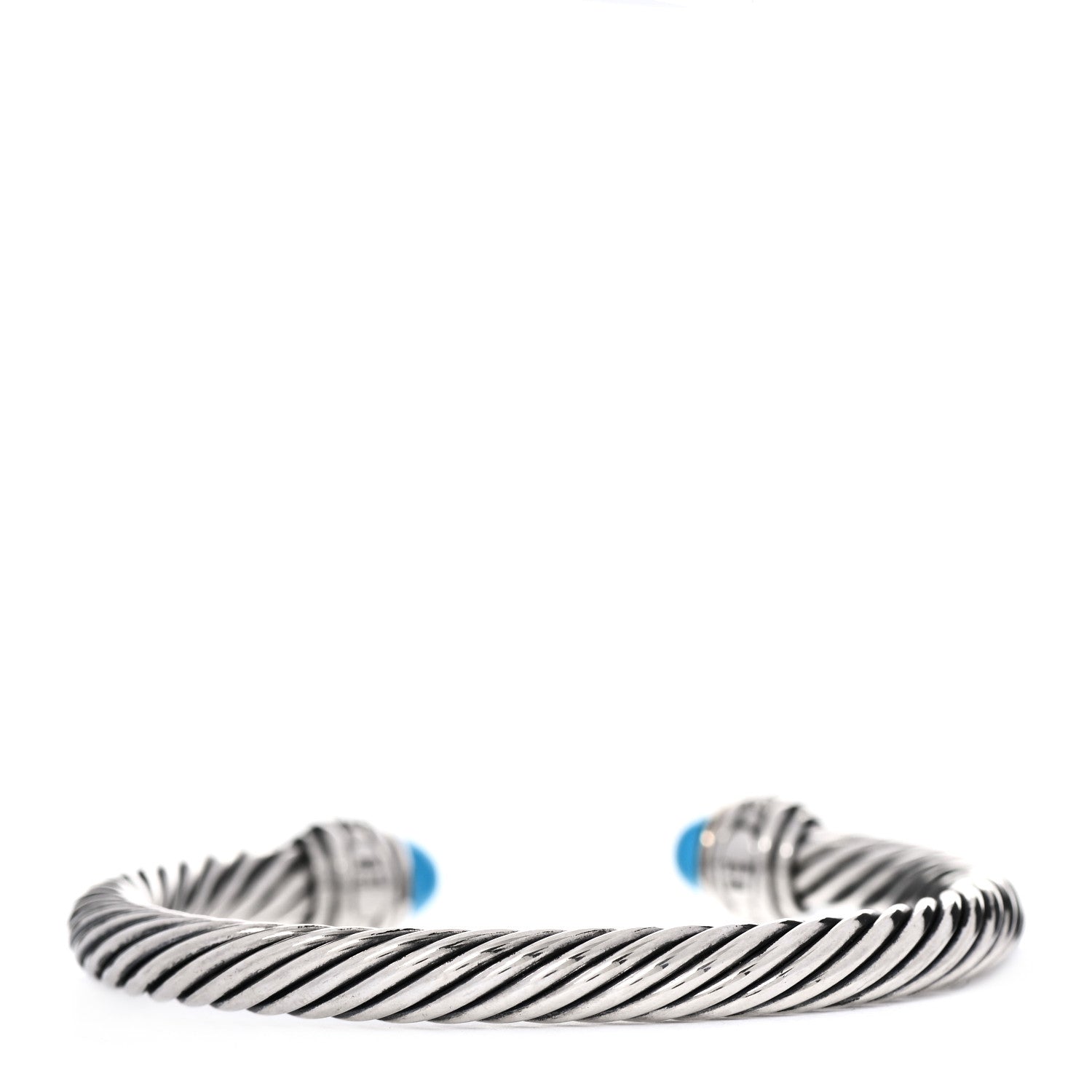 David Yurman Sterling Silver Diamond Turquoise 7mm Cable Classics Bracelet 3 of 4