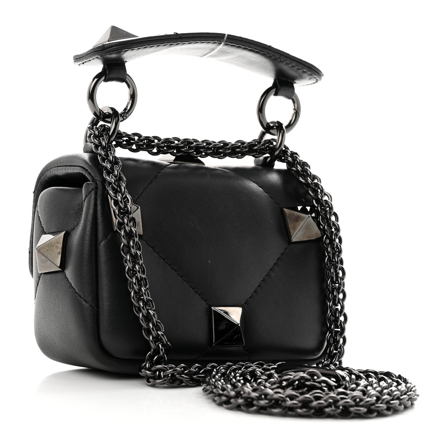 Valentino Garavani Nappa Monochrome Mini Roman Stud The Shoulder Bag Black 3 of 9