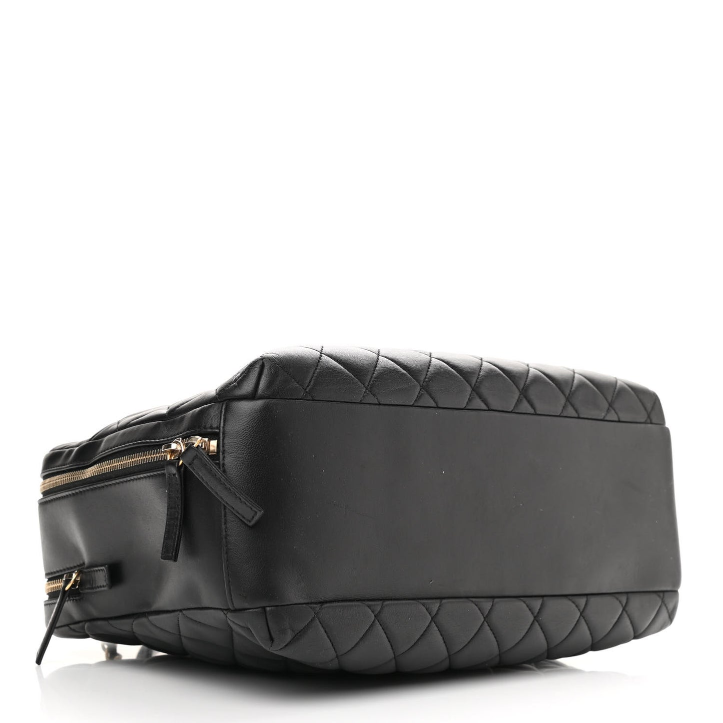 Lambskin Quilted Large Trendy CC Bowling Bag Black