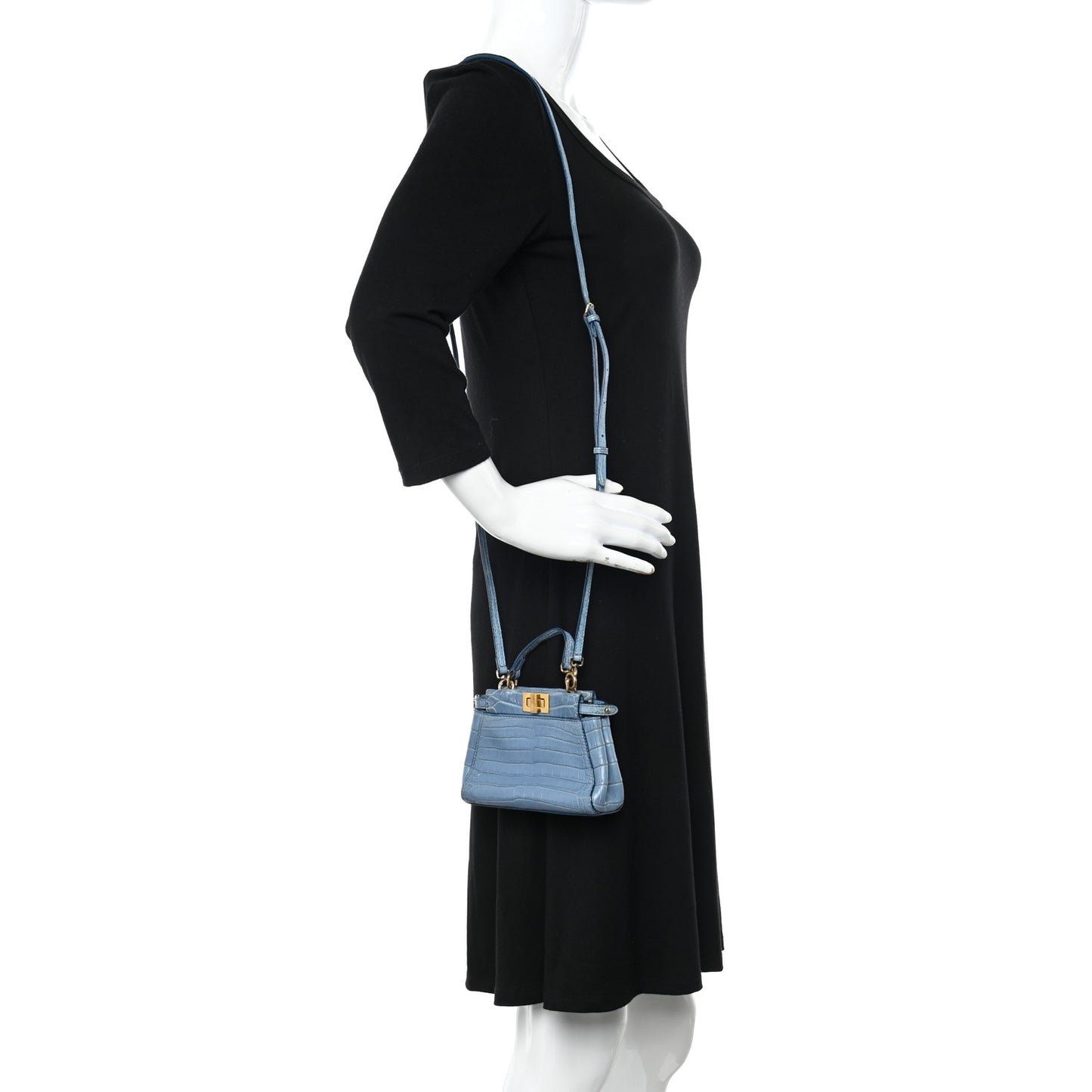 Shiny Crocodile Shiny Nappa Micro Peekaboo Iconic Satchel Blue