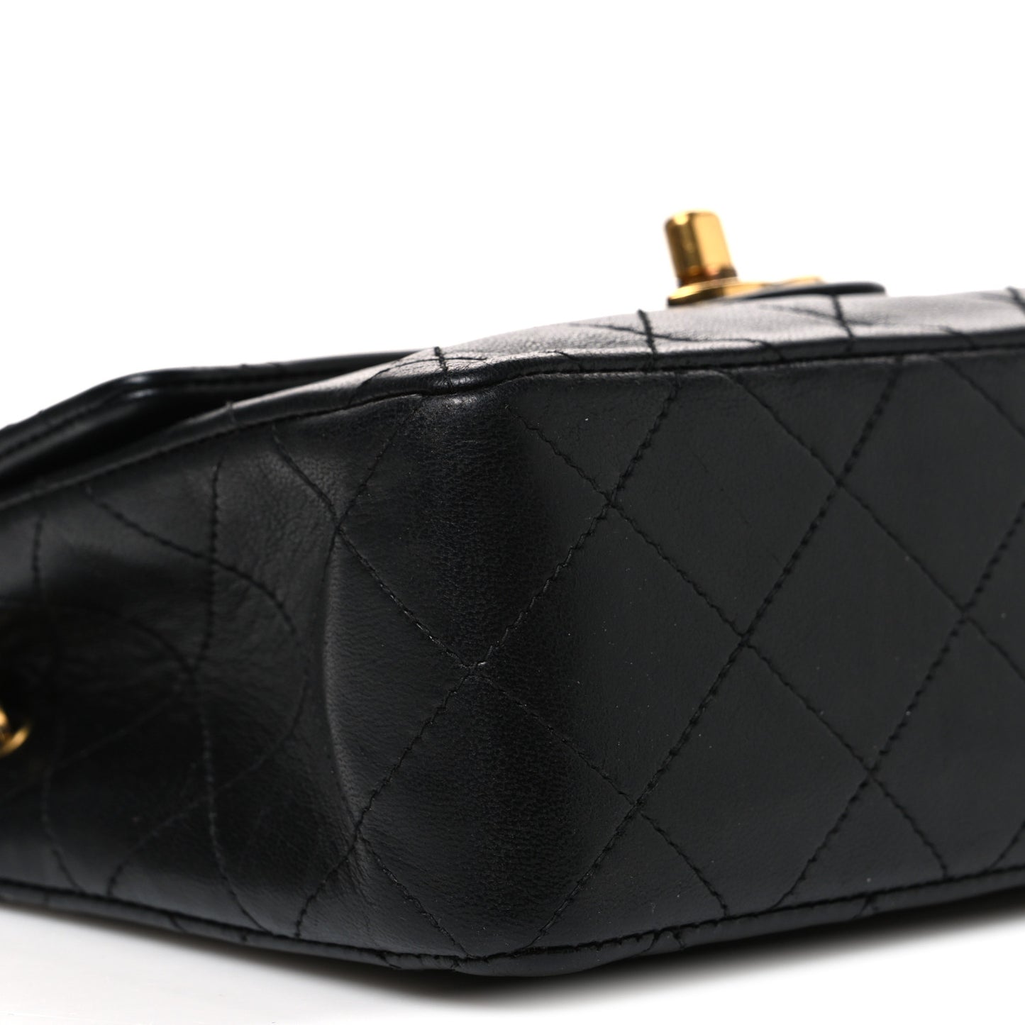 Lambskin Quilted Mini Square Flap Bag Black
