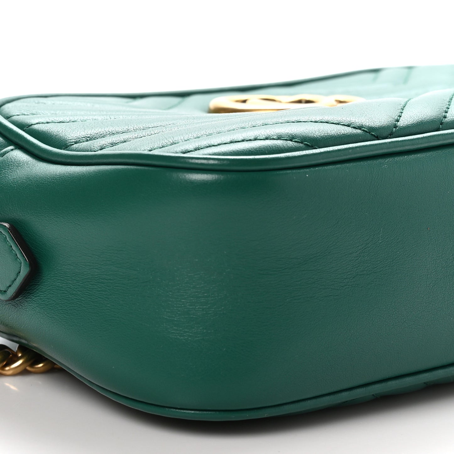 Calfskin Matelasse Small GG Marmont Chain Shoulder Bag Emerald Green