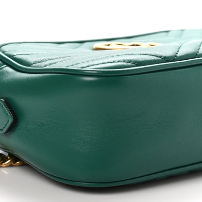 Gucci Calfskin Matelasse Small GG Marmont Chain Shoulder Bag Emerald Green 10 of 11
