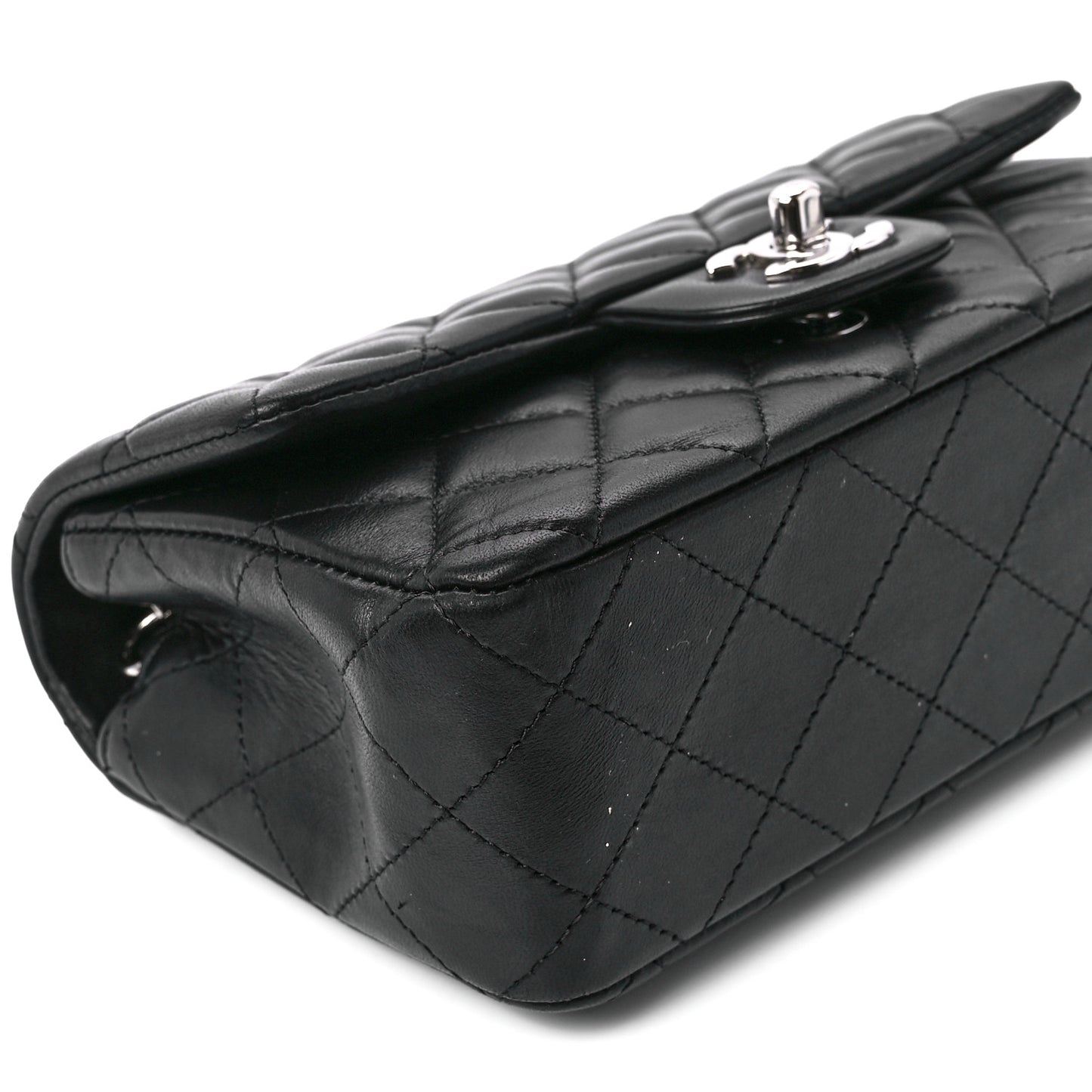 Lambskin Quilted Mini Rectangular Flap Black