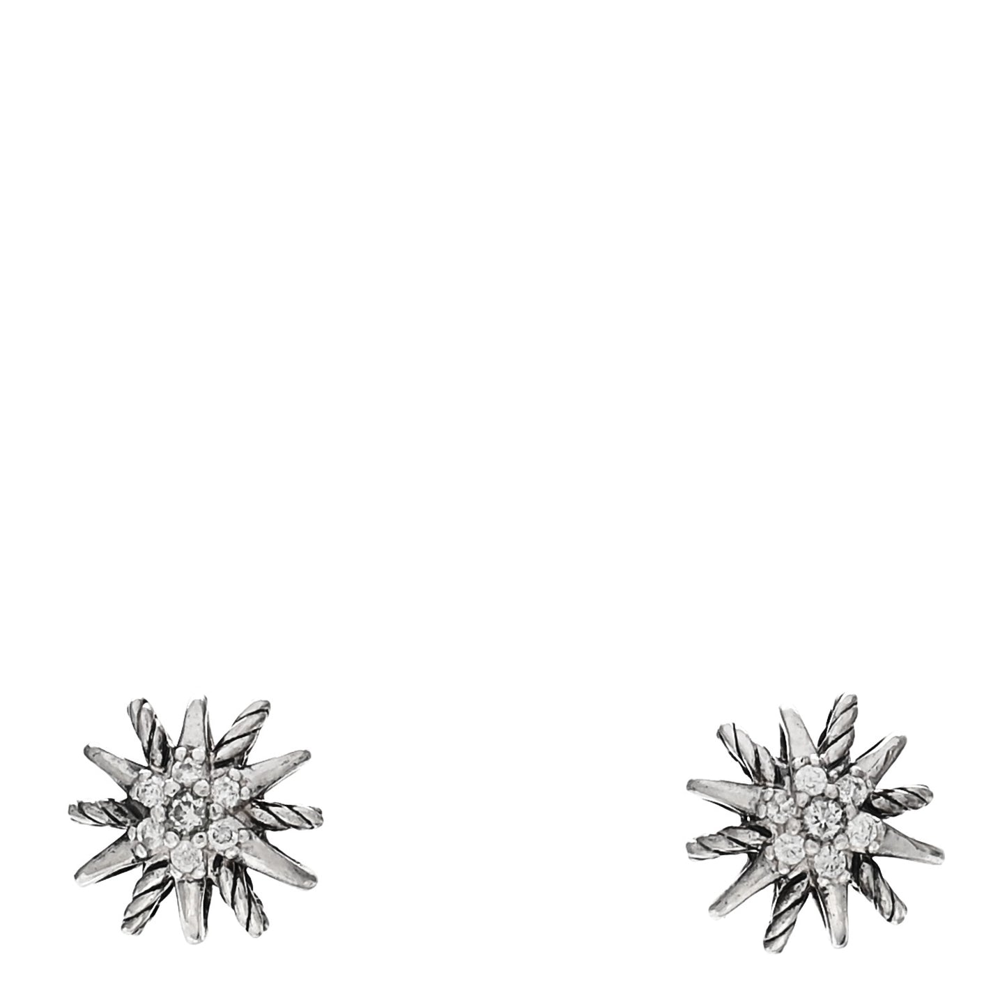 Sterling Silver Diamond 10mm Starburst Earrings