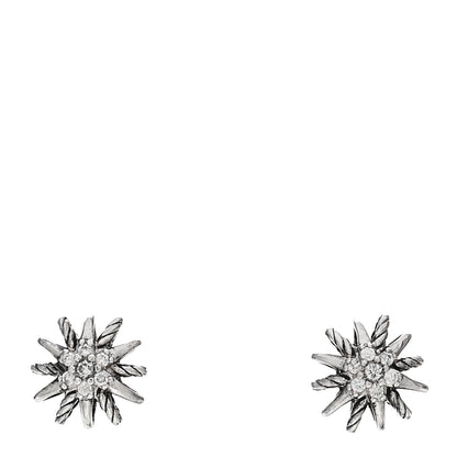 David Yurman Sterling Silver Diamond 10mm Starburst Earrings 1 of 4