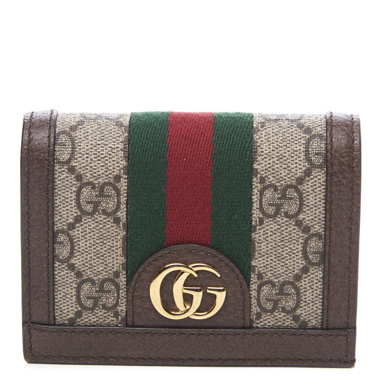 Gucci GG Supreme Monogram Web Ophidia Card Case Beige New Acero 1 of 9